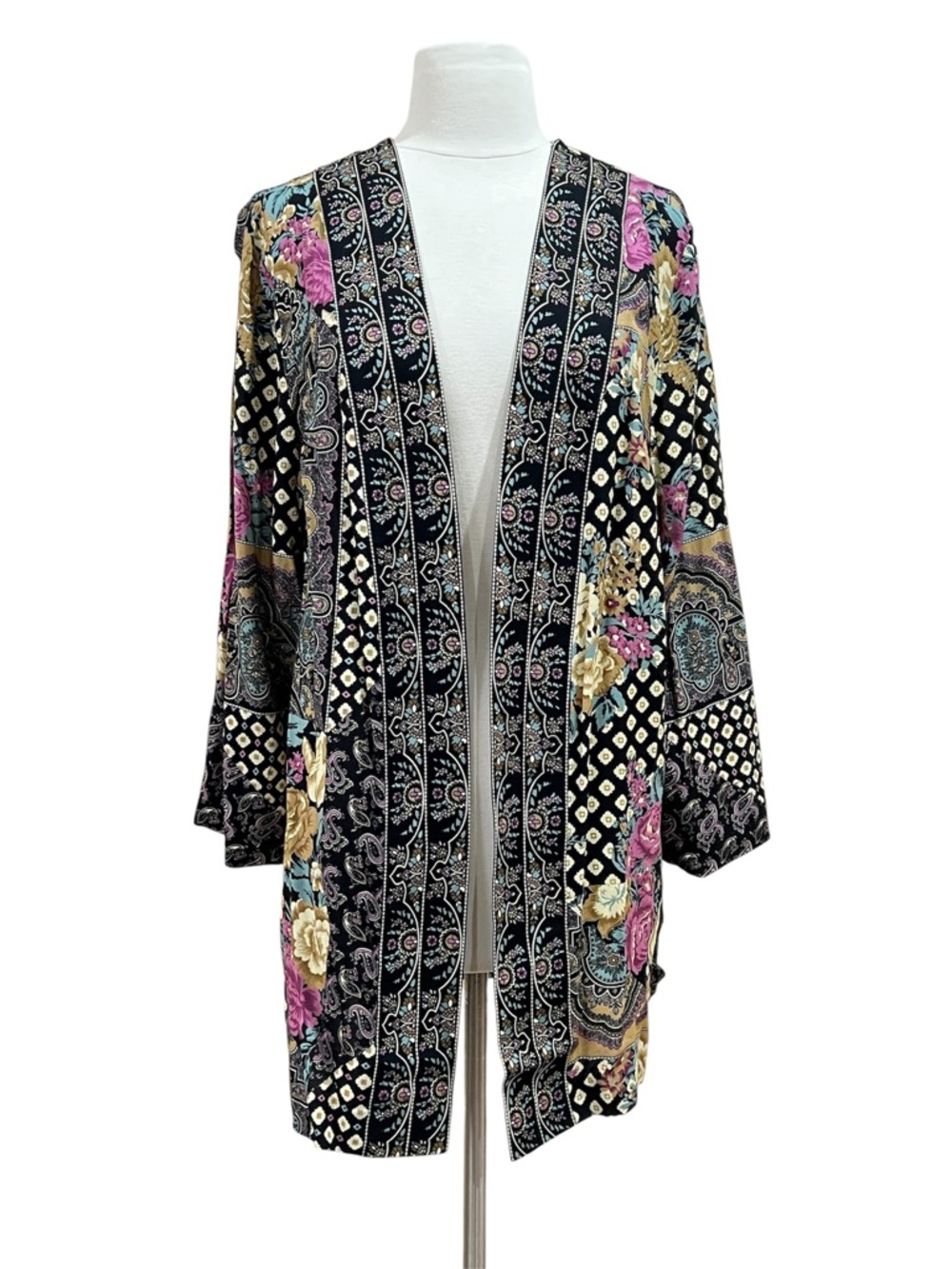 Floral Patchwork Open Front Cardigan